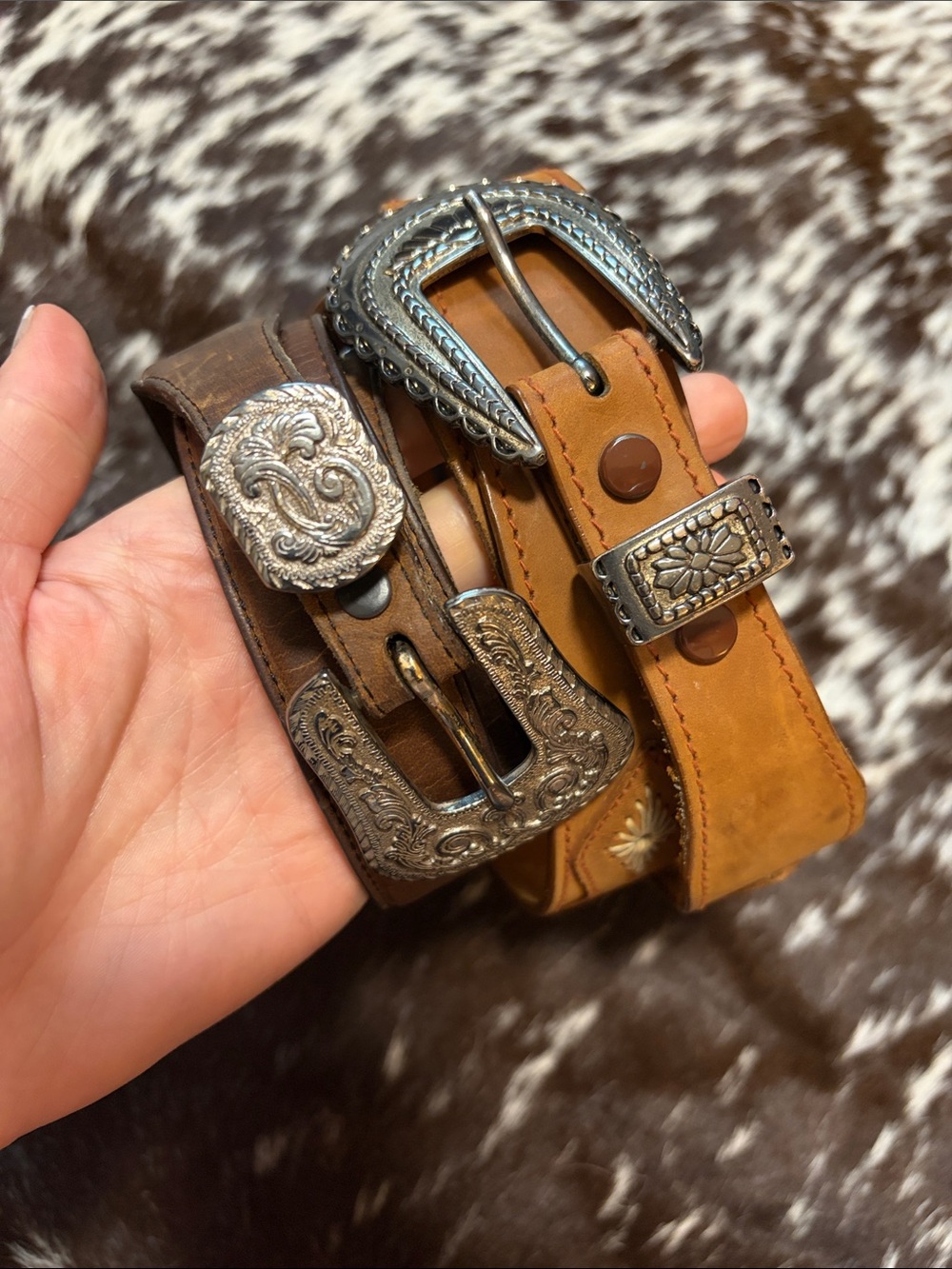 Western-Style Leather Belt BUNDLE